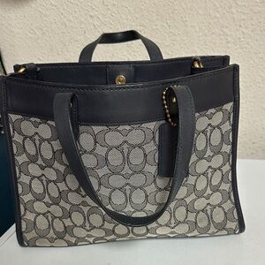 Coach Signature Canvas Tote in Black and Cream